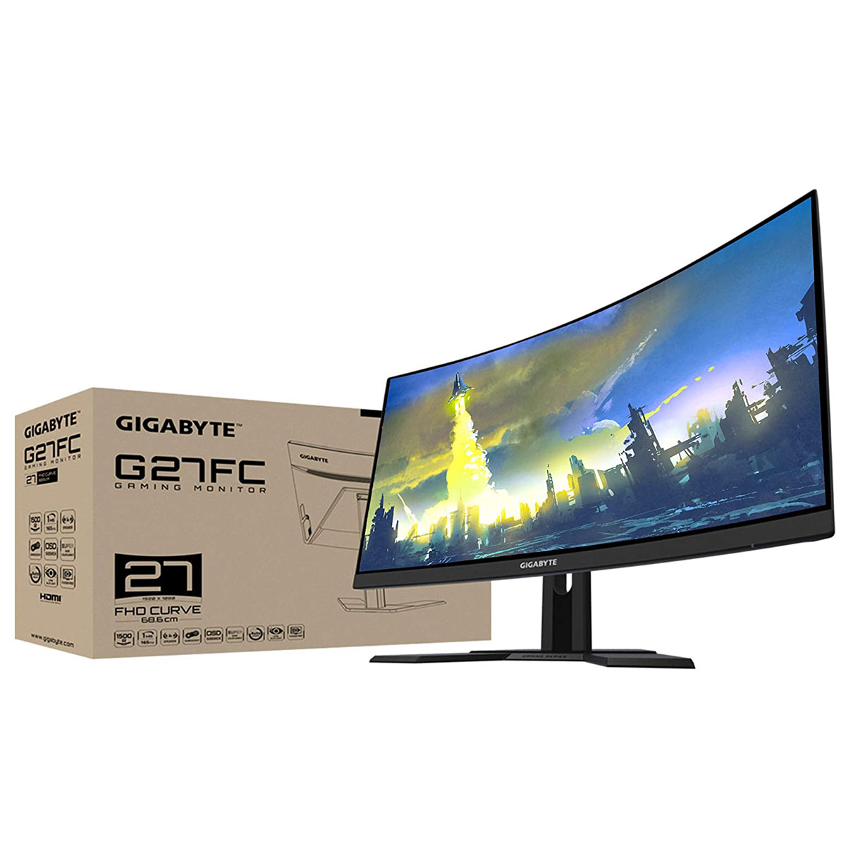 Monitor 27 Gaming Curvo Gigabyte G27FC 1ms 165hz JE Sistem